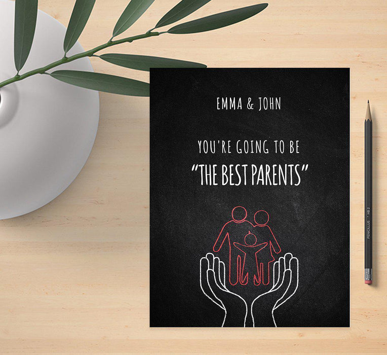 Custom Congratulations Jumbo Card With Envelope, New Parents, New Baby Pregnancy Announcement Greeting Card for Couples-Set of 1-Andaz Press-Best Parents-