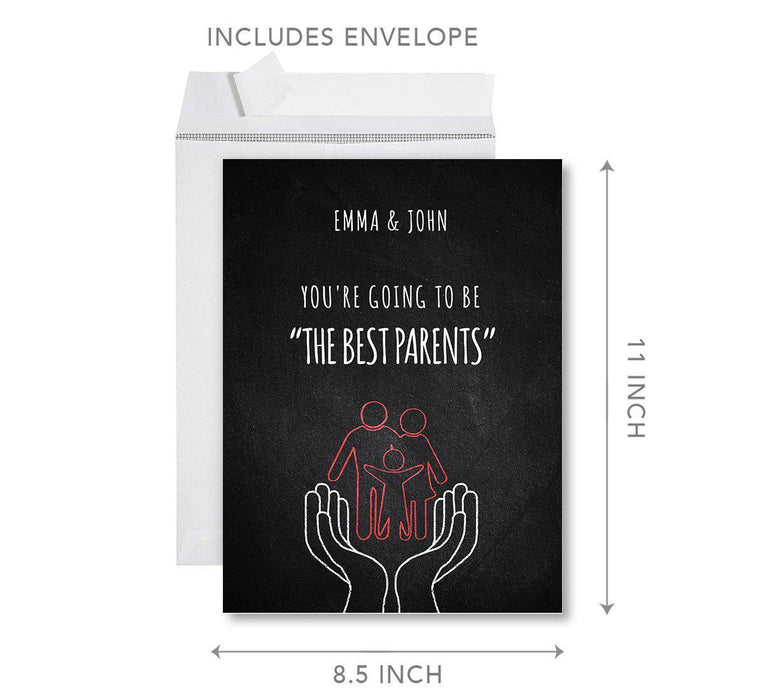 Custom Congratulations Jumbo Card With Envelope, New Parents, New Baby Pregnancy Announcement Greeting Card for Couples-Set of 1-Andaz Press-Best Parents-