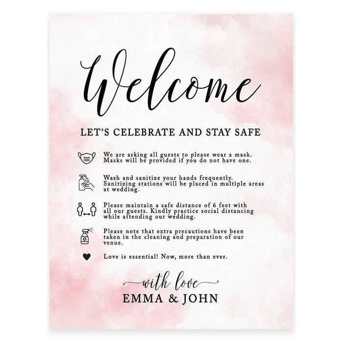 Custom Distance Wedding Party Signs, Spread Love, Formal Black and White Design Table Sign-Set of 1-Andaz Press-Celebrate-
