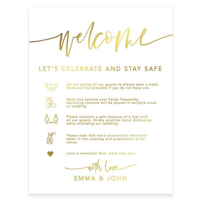 Custom Distance Wedding Party Signs, Spread Love, Formal Black and White Design Table Sign-Set of 1-Andaz Press-Celebrate-