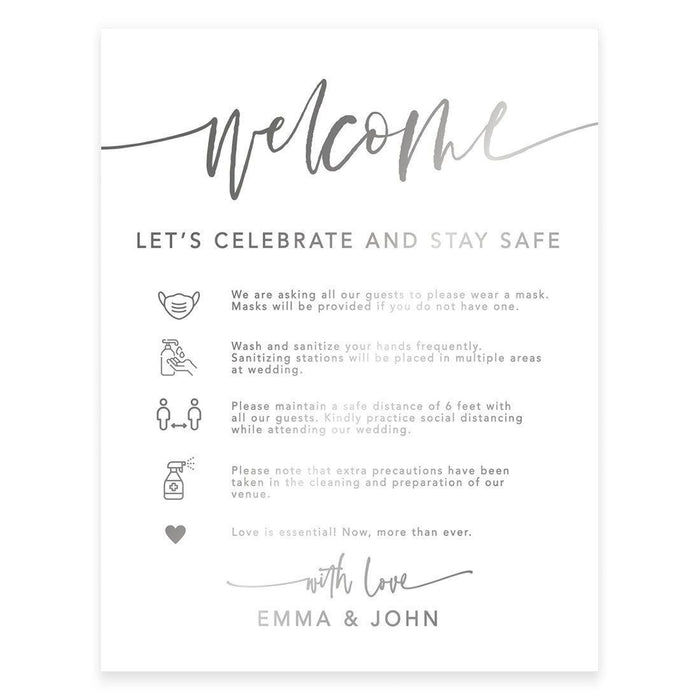 Custom Distance Wedding Party Signs, Spread Love, Formal Black and White Design Table Sign-Set of 1-Andaz Press-Celebrate-