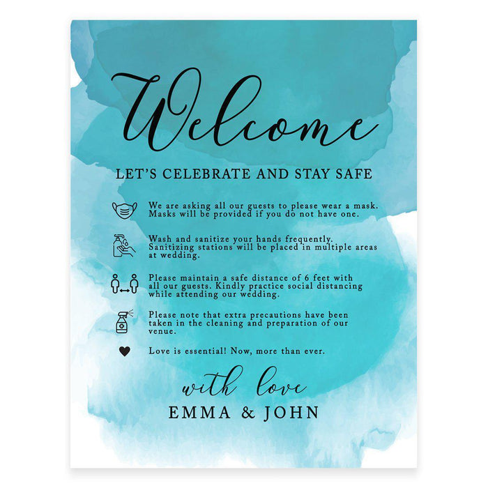 Custom Distance Wedding Party Signs, Spread Love, Formal Black and White Design Table Sign-Set of 1-Andaz Press-Safe-