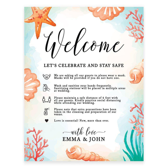 Custom Distance Wedding Party Signs, Spread Love, Formal Black and White Design Table Sign-Set of 1-Andaz Press-Safe Black Ink-