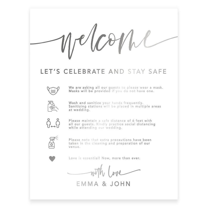 Custom Distance Wedding Party Signs, Spread Love, Formal Black and White Design Table Sign-Set of 1-Andaz Press-Welcome-