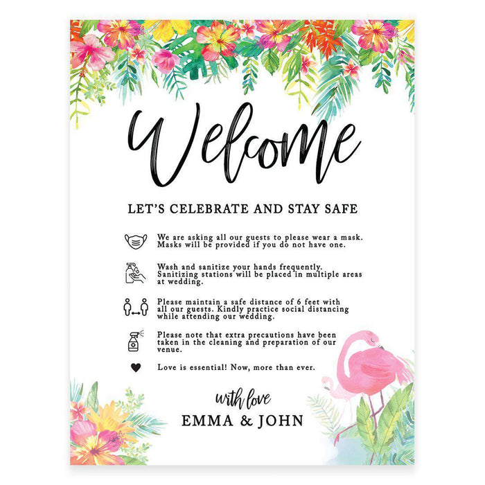 Custom Distance Wedding Party Signs, Spread Love, Formal Black and White Design Table Sign-Set of 1-Andaz Press-Welcome Let's Celebrate-