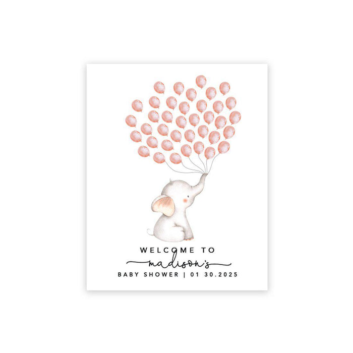 Custom Elephant Baby Shower Canvas Wedding Welcome Signs-Set of 1-Andaz Press-Baby Elephant and Balloons-