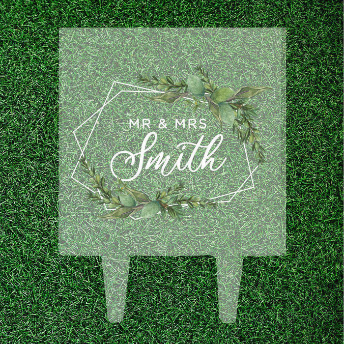 Custom Eucalyptus Greenery Square Acrylic Cake Topper Collection-Set of 1-Andaz Press-Modern Geometric Greenery Custom-