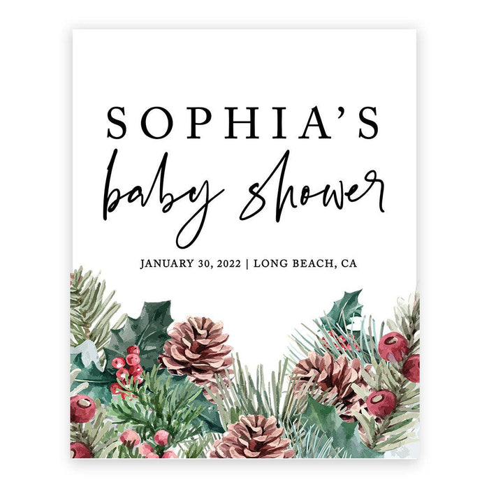 Custom Fall Baby Shower Canvas Welcome Signs-Set of 1-Andaz Press-Boho Burgundy Blush Florals-