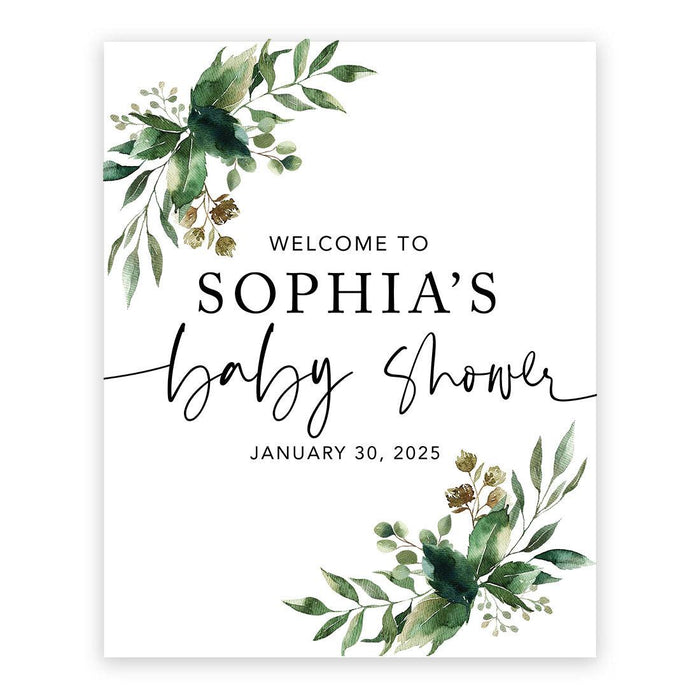 Custom Fall Baby Shower Canvas Welcome Signs-Set of 1-Andaz Press-Boho Burgundy Blush Florals-