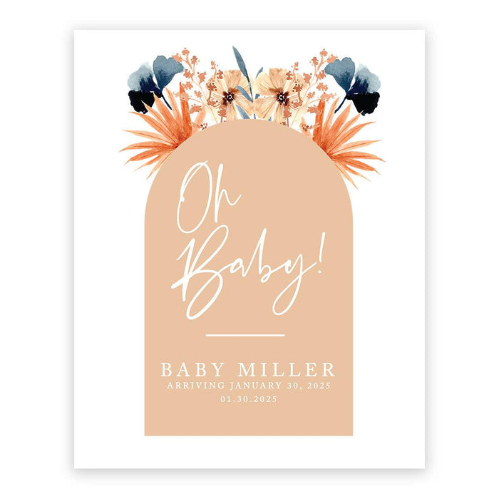 Custom Fall Baby Shower Canvas Welcome Signs-Set of 1-Andaz Press-Neutral Boho Arch-