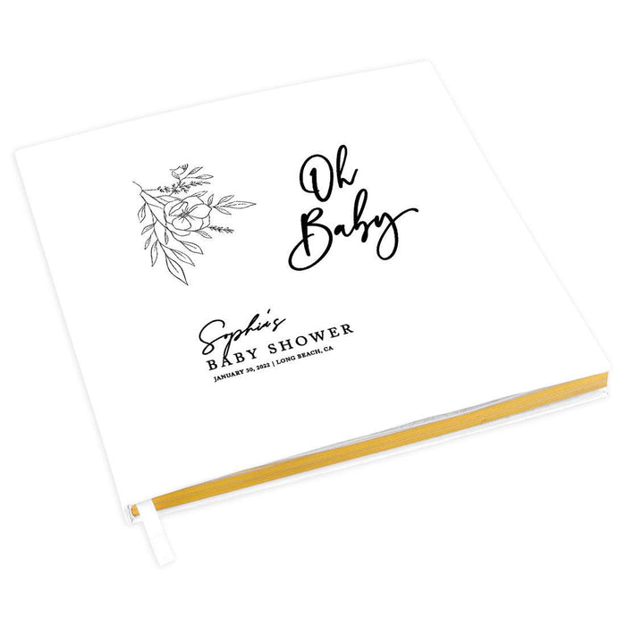 Custom Fall Baby Shower Guestbook with Gold Accents-Set of 1-Andaz Press-Minimal Floral-