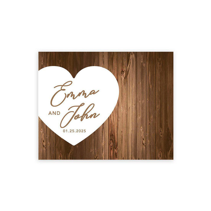 Custom Fall Canvas Wedding Guestbook Welcome Signs-Set of 1-Andaz Press-Rustic Wood Monogram-