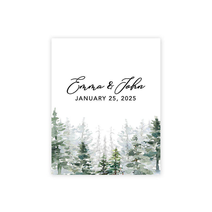 Custom Fall Canvas Wedding Guestbook Welcome Signs-Set of 1-Andaz Press-Misty Woodland Forest Trees-