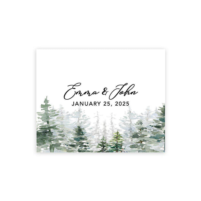 Custom Fall Canvas Wedding Guestbook Welcome Signs-Set of 1-Andaz Press-Misty Woodland Pine Trees-