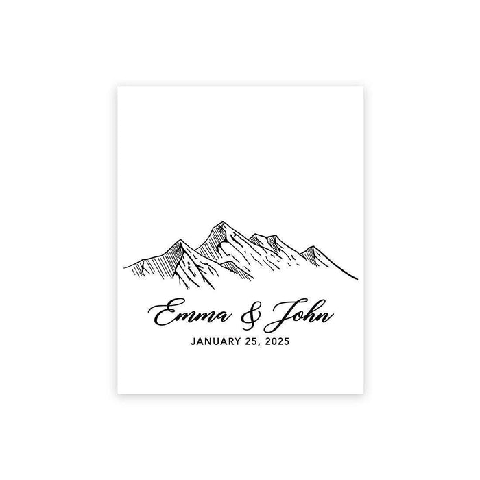 Custom Fall Canvas Wedding Guestbook Welcome Signs-Set of 1-Andaz Press-Monochrome Woodland Mountains Vertical-
