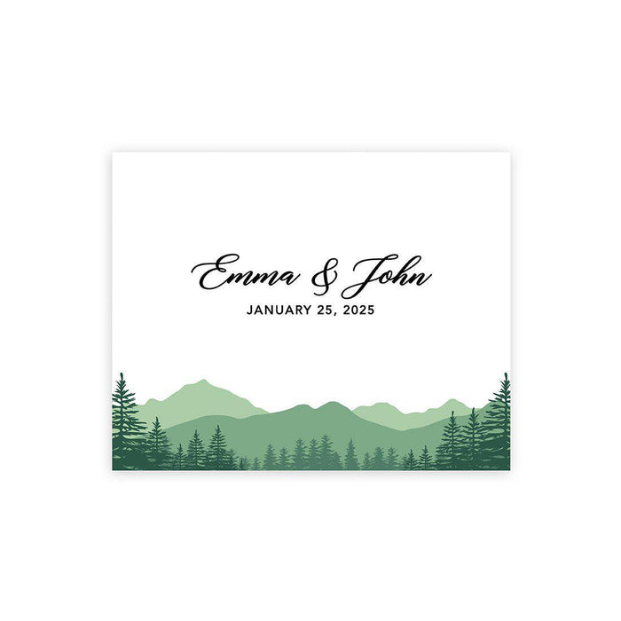 Custom Fall Canvas Wedding Guestbook Welcome Signs-Set of 1-Andaz Press-Mountain Forest Trees-