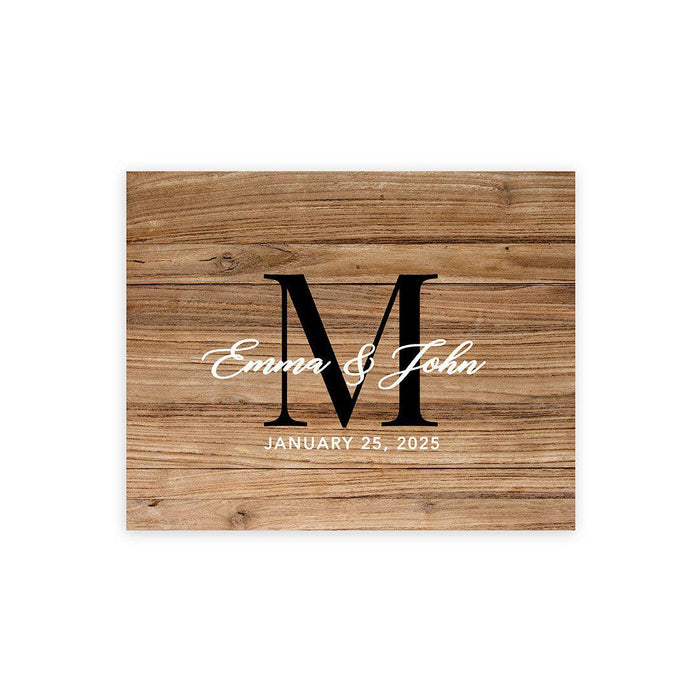 Custom Fall Canvas Wedding Guestbook Welcome Signs-Set of 1-Andaz Press-Rustic Wood Monogram-