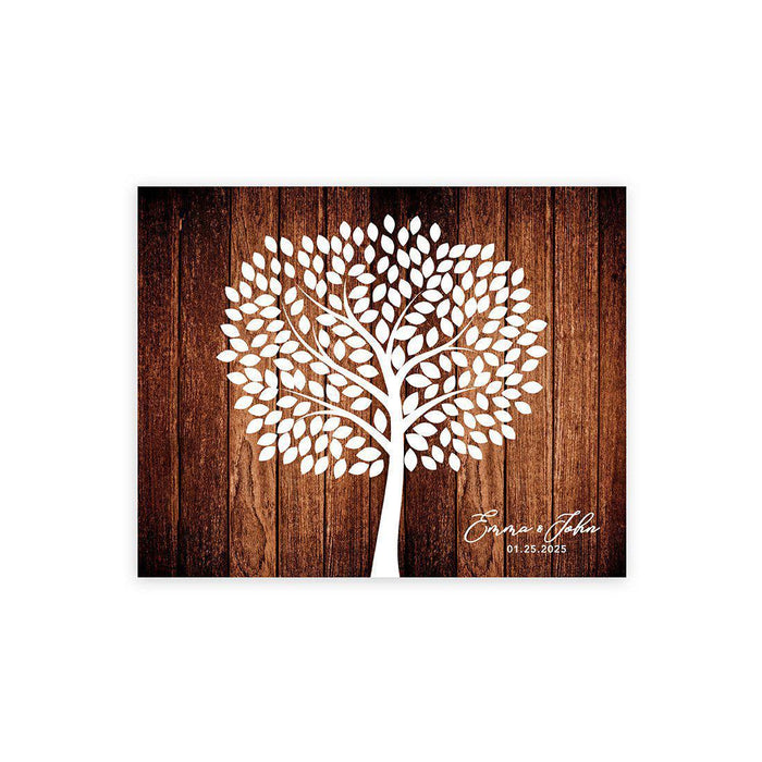 Custom Fall Canvas Wedding Guestbook Welcome Signs-Set of 1-Andaz Press-Rustic Wood Tree Signature-