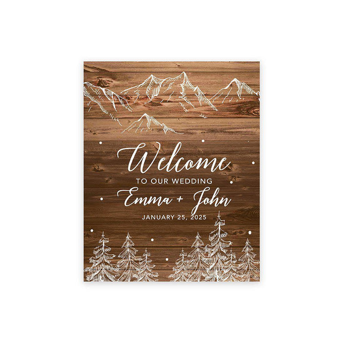 Custom Fall Canvas Wedding Guestbook Welcome Signs-Set of 1-Andaz Press-Rustic Wood White Forest-