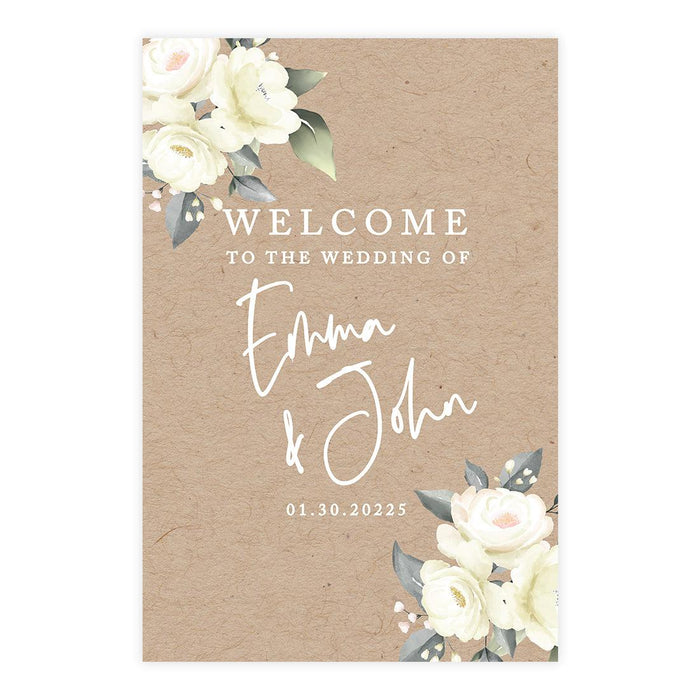 Custom Fall Kraft Paper Wedding Welcome Signs-Set of 1-Andaz Press-Classic Script-