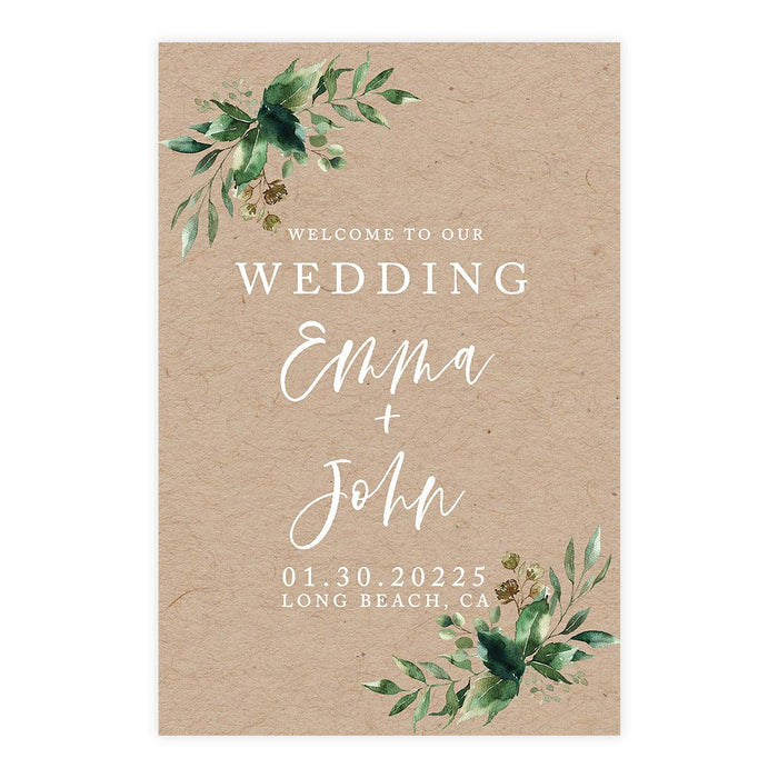 Custom Fall Kraft Paper Wedding Welcome Signs-Set of 1-Andaz Press-Classic Script-