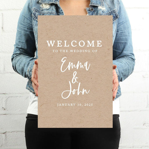 Custom Fall Kraft Paper Wedding Welcome Signs-Set of 1-Andaz Press-Classic Script-