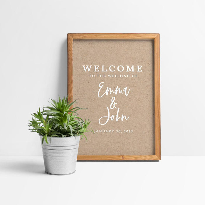 Custom Fall Kraft Paper Wedding Welcome Signs-Set of 1-Andaz Press-Classic Script-