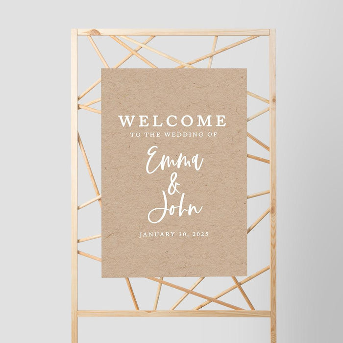 Custom Fall Kraft Paper Wedding Welcome Signs-Set of 1-Andaz Press-Classic Script-