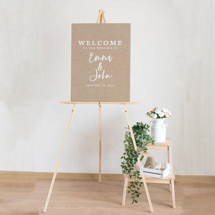 Custom Fall Kraft Paper Wedding Welcome Signs-Set of 1-Andaz Press-Classic Script-