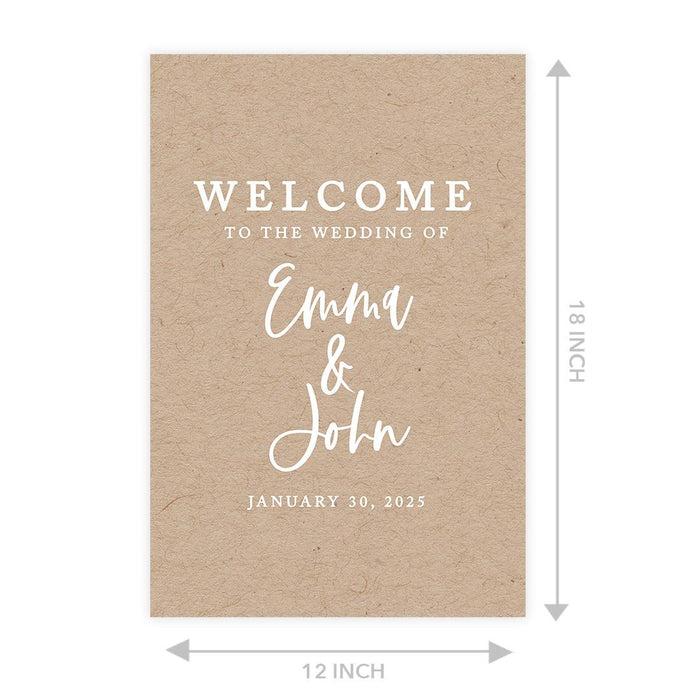 Custom Fall Kraft Paper Wedding Welcome Signs-Set of 1-Andaz Press-Classic Script-