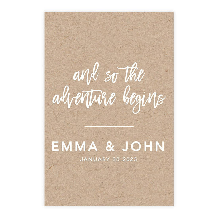 Custom Fall Kraft Paper Wedding Welcome Signs-Set of 1-Andaz Press-And So The Adventure Begins-