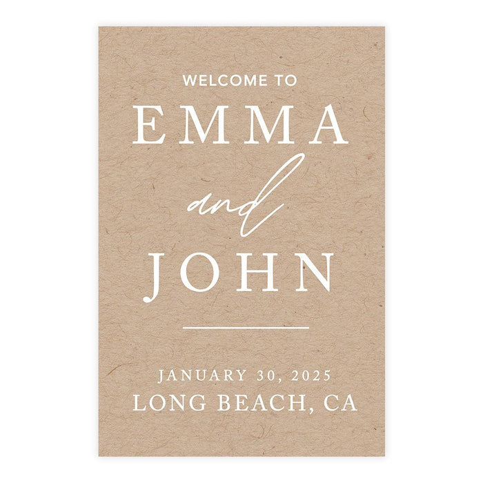 Custom Fall Kraft Paper Wedding Welcome Signs-Set of 1-Andaz Press-Classic-