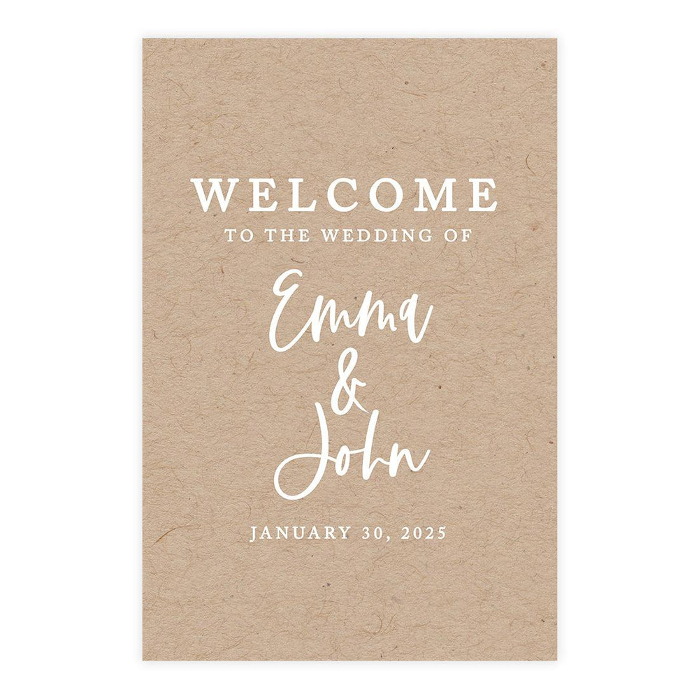 Custom Fall Kraft Paper Wedding Welcome Signs-Set of 1-Andaz Press-Classic Script-