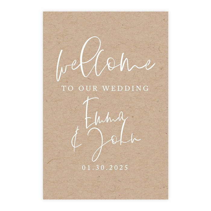 Custom Fall Kraft Paper Wedding Welcome Signs-Set of 1-Andaz Press-Minimal Script-