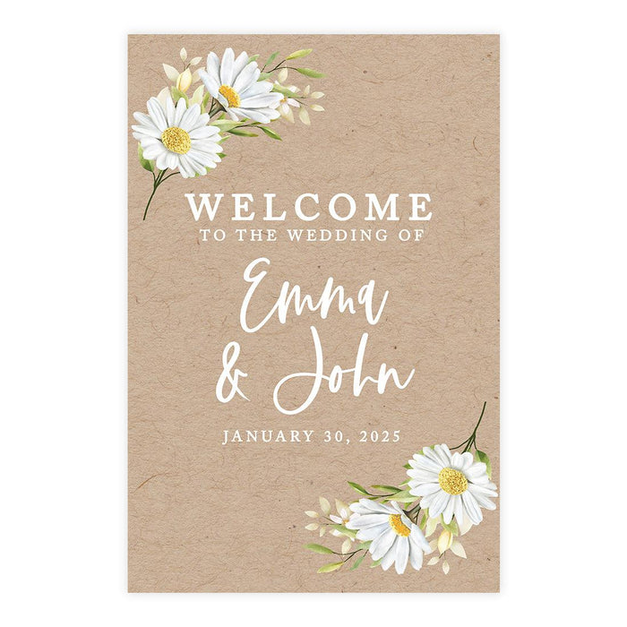 Custom Fall Kraft Paper Wedding Welcome Signs-Set of 1-Andaz Press-Sunflowers-