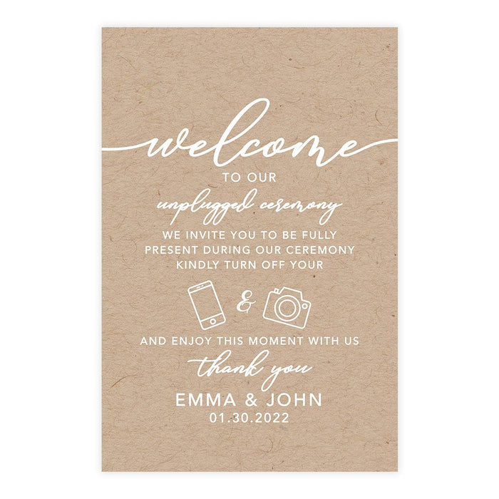 Custom Fall Kraft Paper Wedding Welcome Signs-Set of 1-Andaz Press-Unplugged Ceremony-