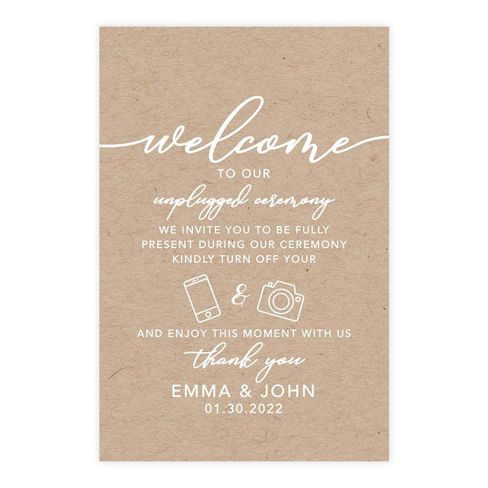 Custom Fall Kraft Paper Wedding Welcome Signs-Set of 1-Andaz Press-Unplugged Ceremony-