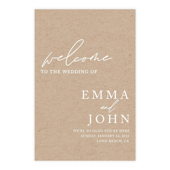 Custom Fall Kraft Paper Wedding Welcome Signs-Set of 1-Andaz Press-We're So Glad You're Here-