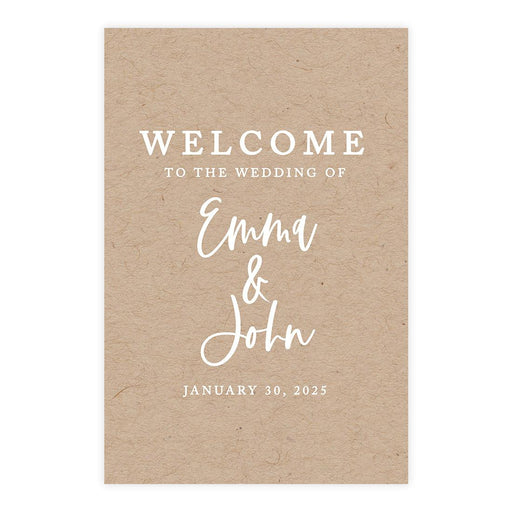Custom Fall Kraft Paper Wedding Welcome Signs-Set of 1-Andaz Press-Classic Script-