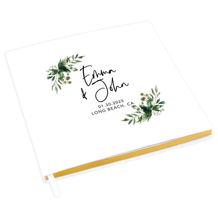 Custom Fall Wedding Guestbook with Gold Accents-Set of 1-Andaz Press-Fall Greenery-