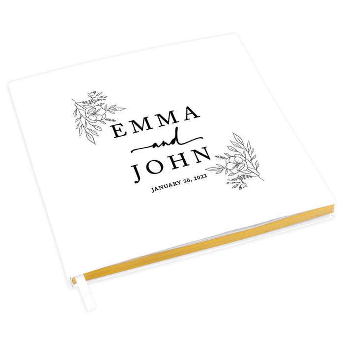 Custom Fall Wedding Guestbook with Gold Accents-Set of 1-Andaz Press-Minimal Floral-