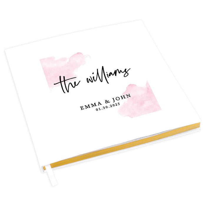 Custom Fall Wedding Guestbook with Gold Accents-Set of 1-Andaz Press-Watercolor Pink-
