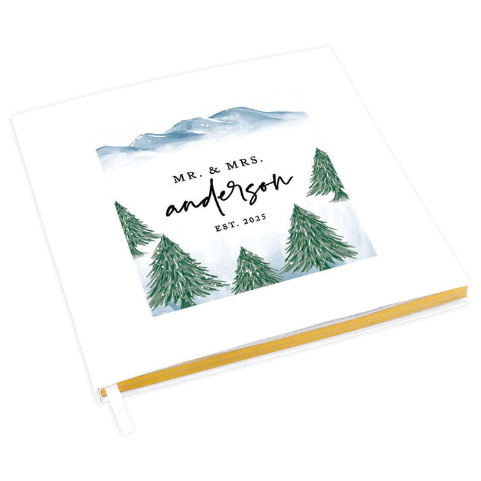 Custom Fall Wedding Guestbook with Gold Accents-Set of 1-Andaz Press-Winter Woodland Forest-