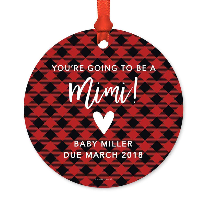 Custom Family Metal Christmas Ornament, Country Lumberjack Buffalo Red Plaid, Design 2-Set of 1-Andaz Press-Will You Be Bridesmaid-