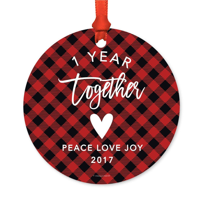 Custom Family Metal Christmas Ornament, Country Lumberjack Buffalo Red Plaid, Design 2-Set of 1-Andaz Press-Will You Be Bridesmaid-