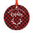 Custom Family Metal Christmas Ornament, Country Lumberjack Buffalo Red Plaid, Includes Ribbon and Gift Bag, Design 1-Set of 1-Andaz Press-Mom Dad-