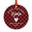 Custom Family Metal Christmas Ornament, Country Lumberjack Buffalo Red Plaid, Includes Ribbon and Gift Bag, Design 1-Set of 1-Andaz Press-Mom Dad-