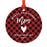 Custom Family Metal Christmas Ornament, Country Lumberjack Buffalo Red Plaid, Includes Ribbon and Gift Bag, Design 1-Set of 1-Andaz Press-Mom Dad-