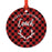 Custom Family Metal Christmas Ornament, Country Lumberjack Buffalo Red Plaid, Includes Ribbon and Gift Bag, Design 1-Set of 1-Andaz Press-Mom Dad-