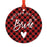 Custom Family Metal Christmas Ornament, Country Lumberjack Buffalo Red Plaid, Includes Ribbon and Gift Bag, Design 1-Set of 1-Andaz Press-Mom Dad-